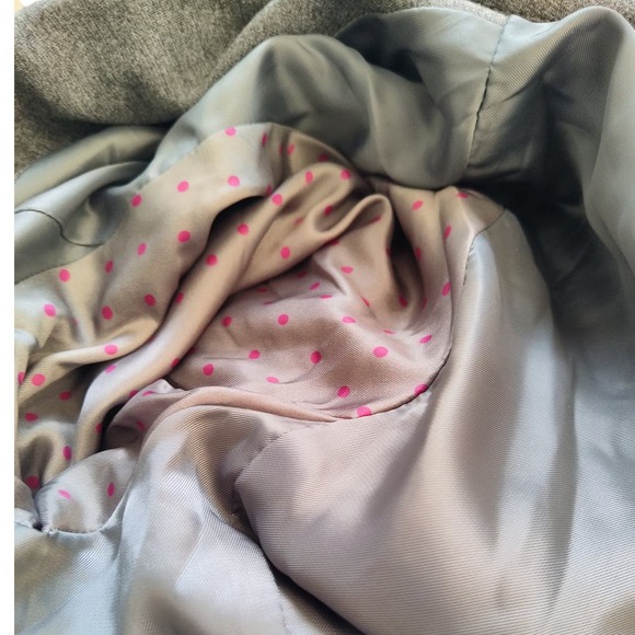 Gap the academy blazer dark heather gray navy trim crest button pink details - Picture 11 of 11